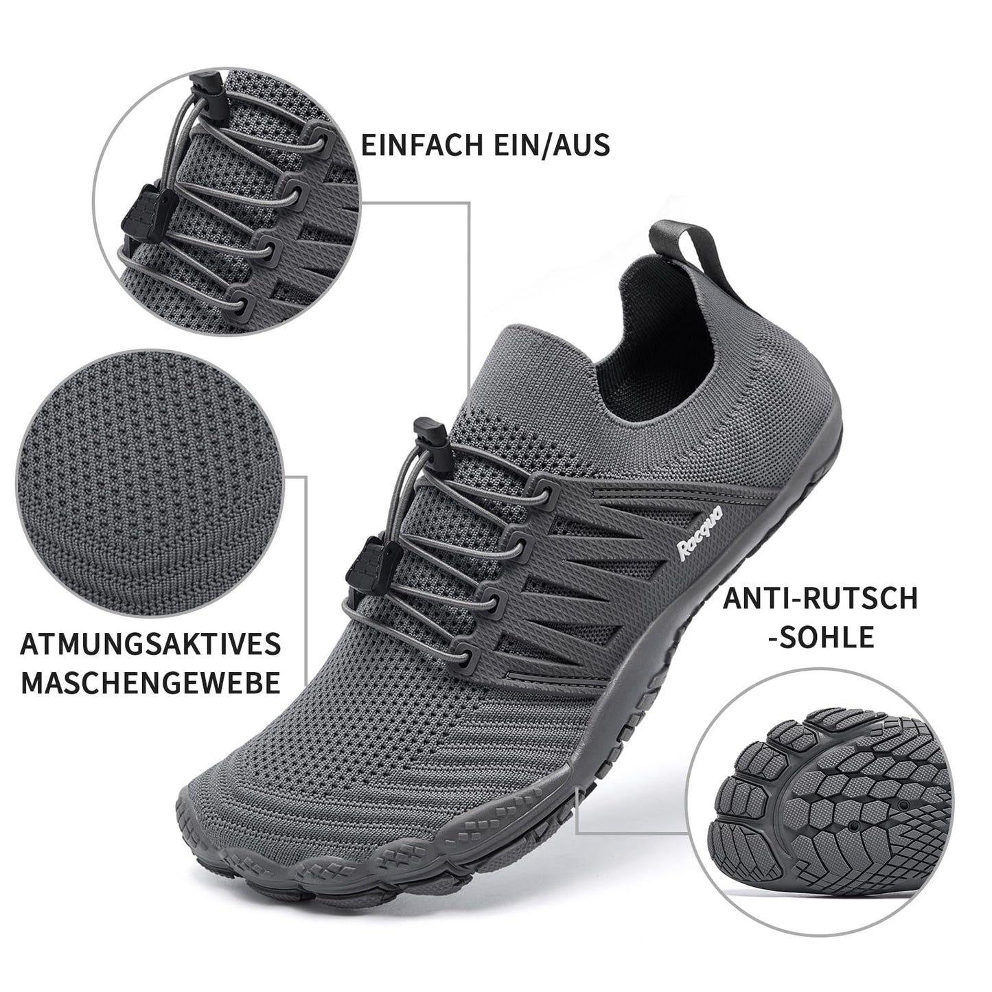 Racqua Water Shoes Quick Dry Barefoot Lightweight Aqua Shoes Beach Swim Pool Hiking Sport Shoes