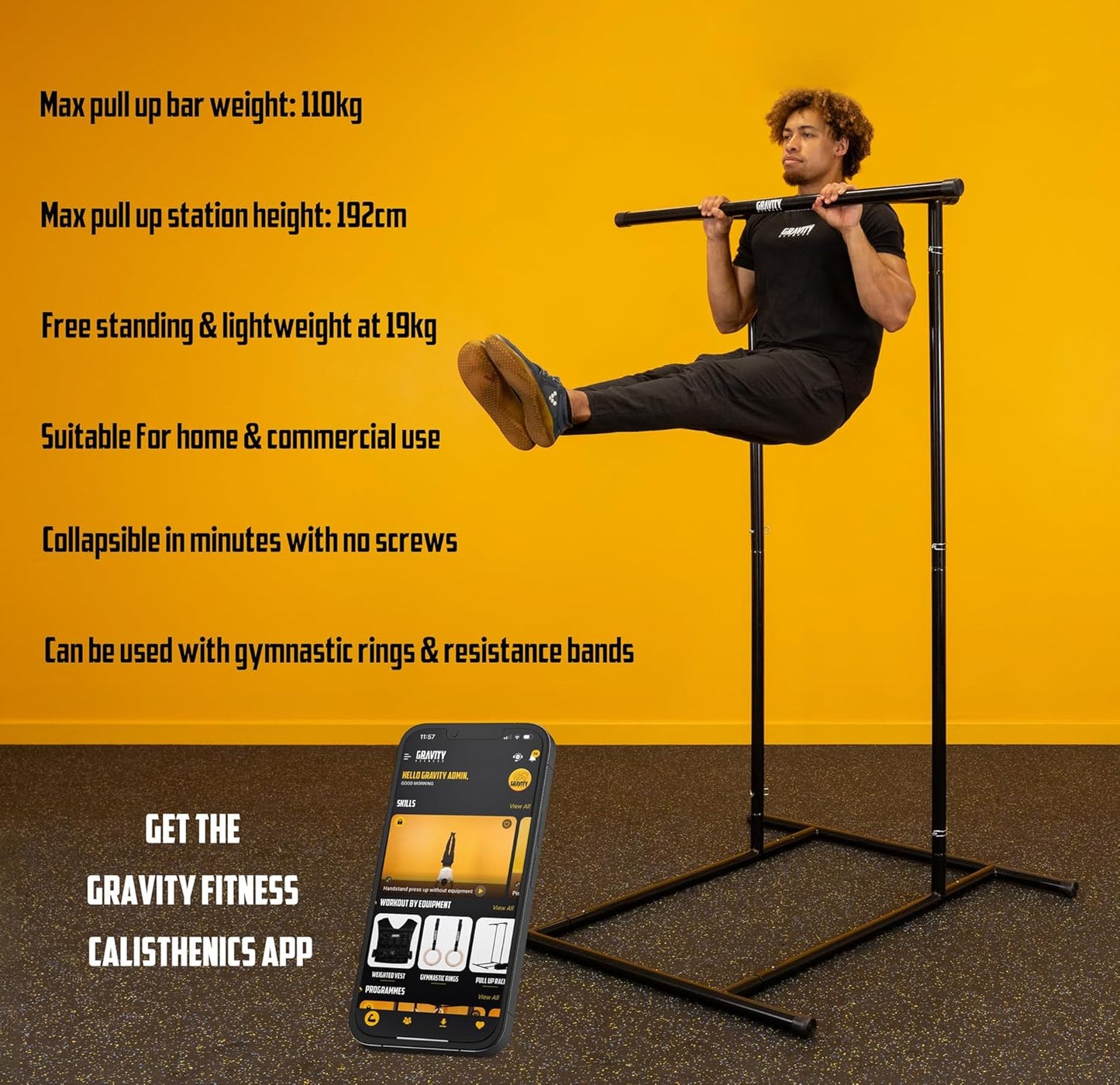 Gravity Fitness Portable Bodyweight & Pull up Rack, Perfect for home fitness, Calisthenics, Crossfit & bodyweight training