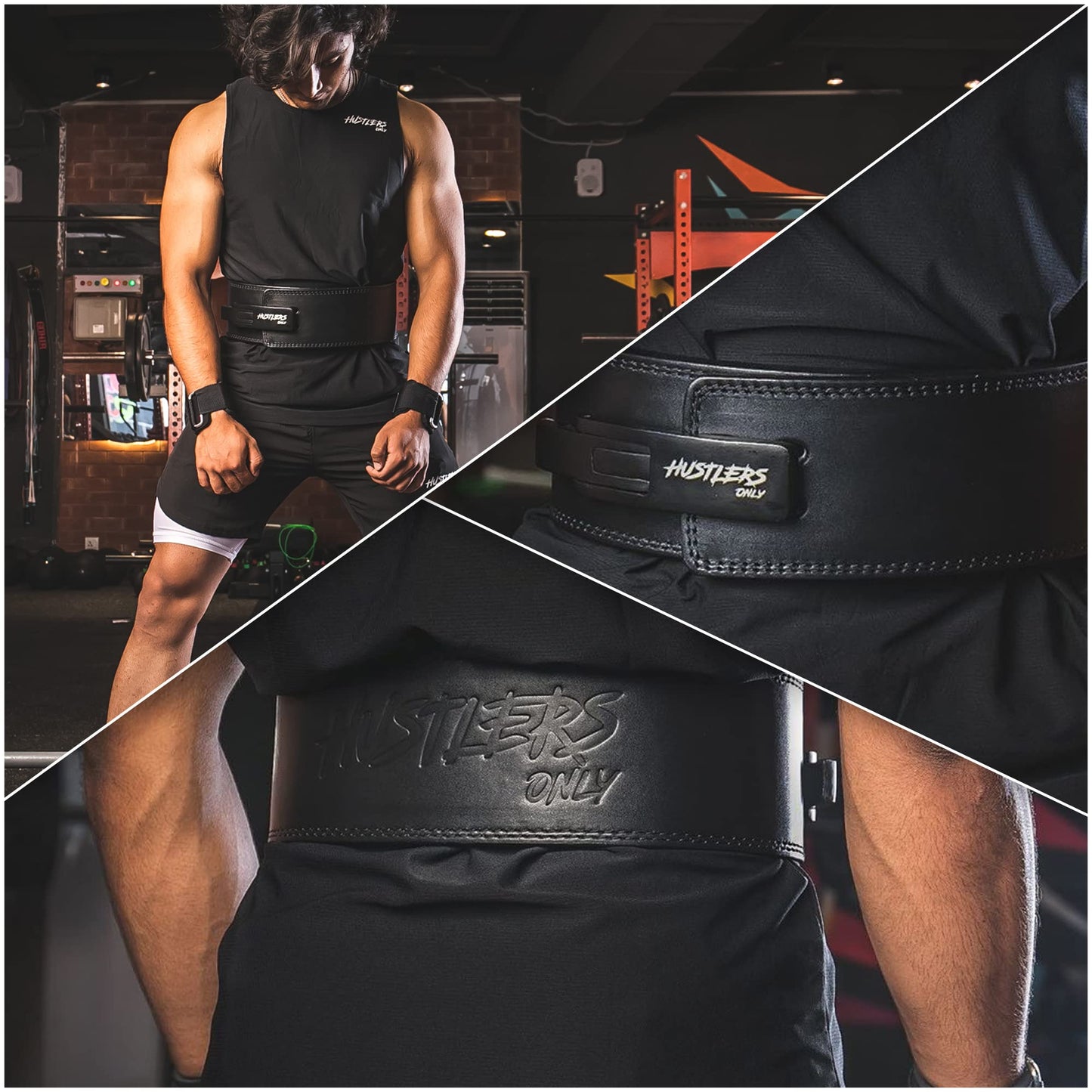 Hustlers Only Weight Lifting Belt with Lever Buckle Genuine Leather Gym Belt for Deadlift, Power Lifting, Bodybuilding, Workout Belt 10mm thickness for Back Support, Lifting Belt for Men and Women