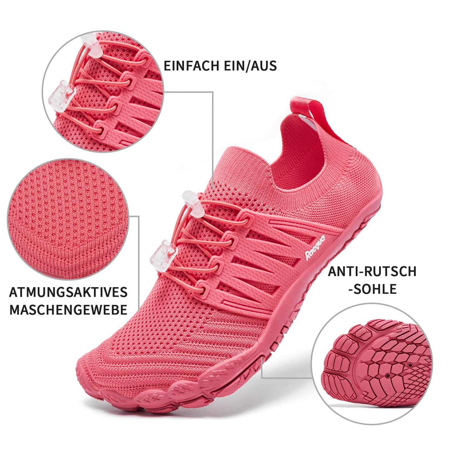 Racqua Water Shoes Quick Dry Barefoot Lightweight Aqua Shoes Beach Swim Pool Hiking Sport Shoes