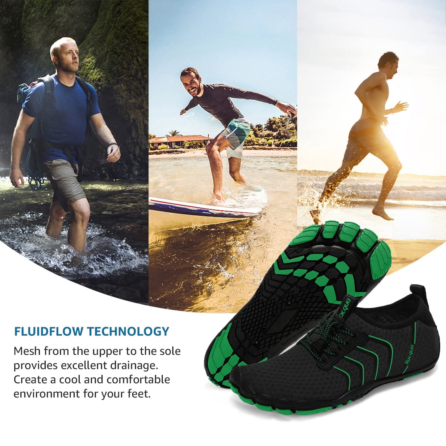 Racqua Water Shoes Quick Dry Barefoot Lightweight Aqua Shoes Beach Swim Pool Hiking Sport Shoes