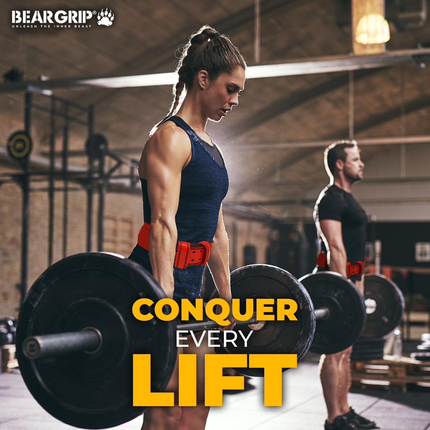BEAR GRIP Power Belt - Elite Edition Premium Double Pong Weight Lifting Belt