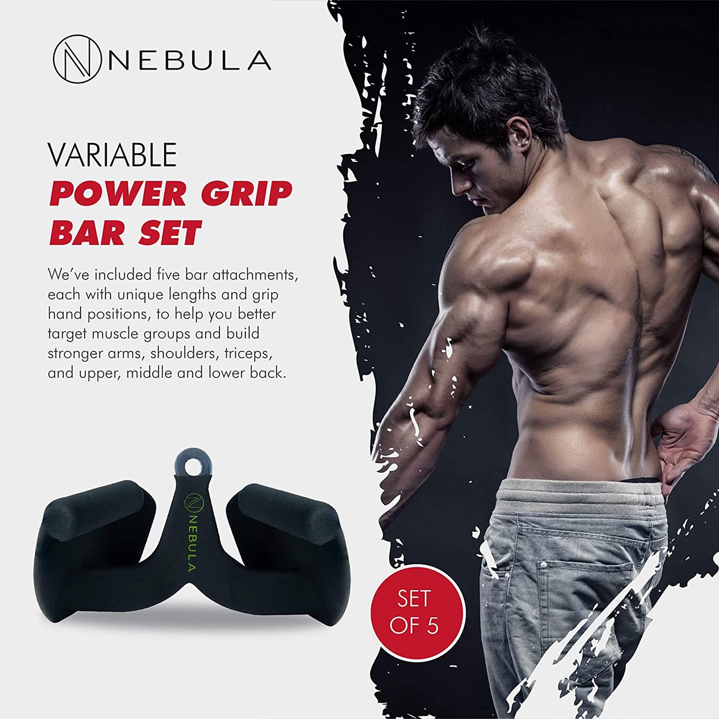 Nebula Power Bar Lat Pull Down Bar Attachments, Workout Accessory for Gym, Fitness, Weightlifting Use, Strength Training Arms, Triceps, Back, Shoulders