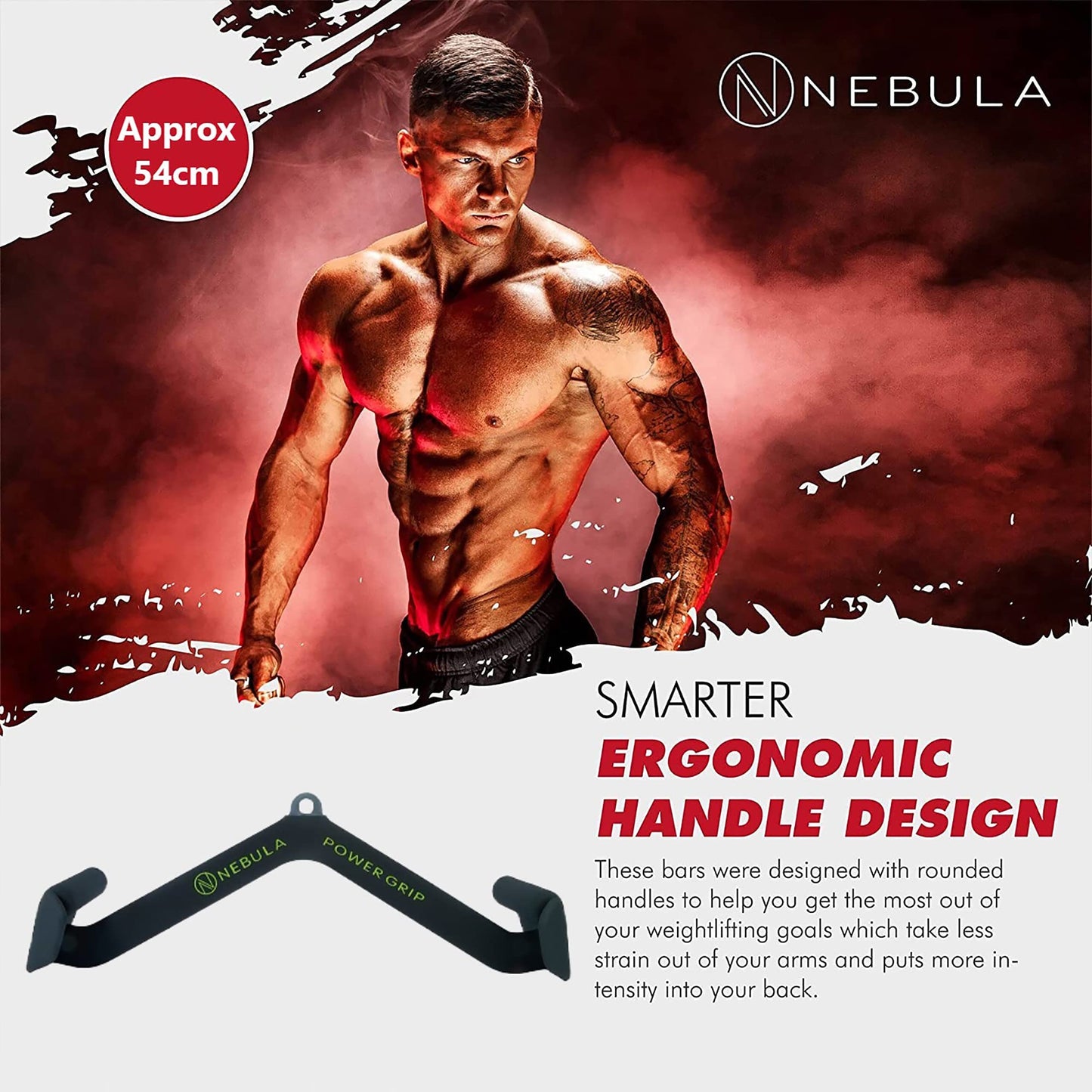 Nebula Power Bar Lat Pull Down Bar Attachments, Workout Accessory for Gym, Fitness, Weightlifting Use, Strength Training Arms, Triceps, Back, Shoulders
