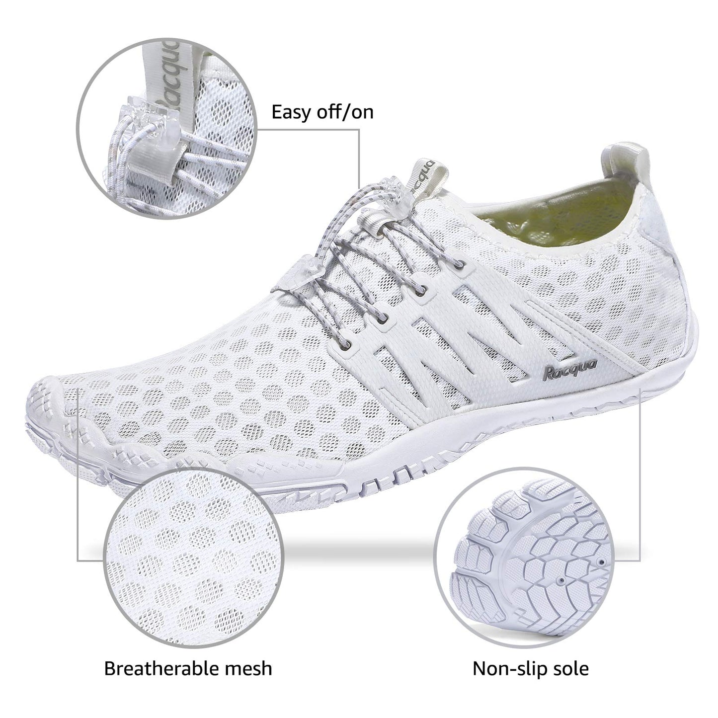 Racqua Water Shoes Quick Dry Barefoot Lightweight Aqua Shoes Beach Swim Pool Hiking Sport Shoes