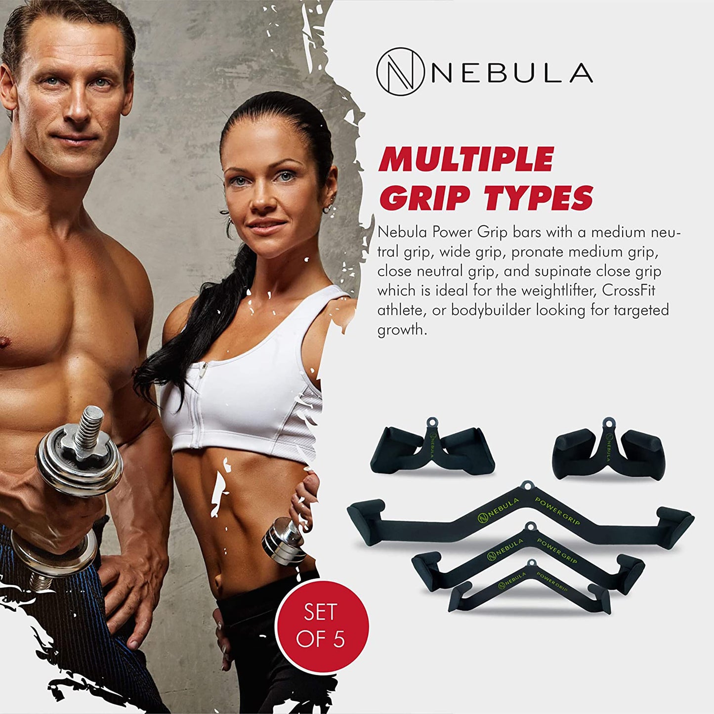Nebula Power Bar Lat Pull Down Bar Attachments, Workout Accessory for Gym, Fitness, Weightlifting Use, Strength Training Arms, Triceps, Back, Shoulders