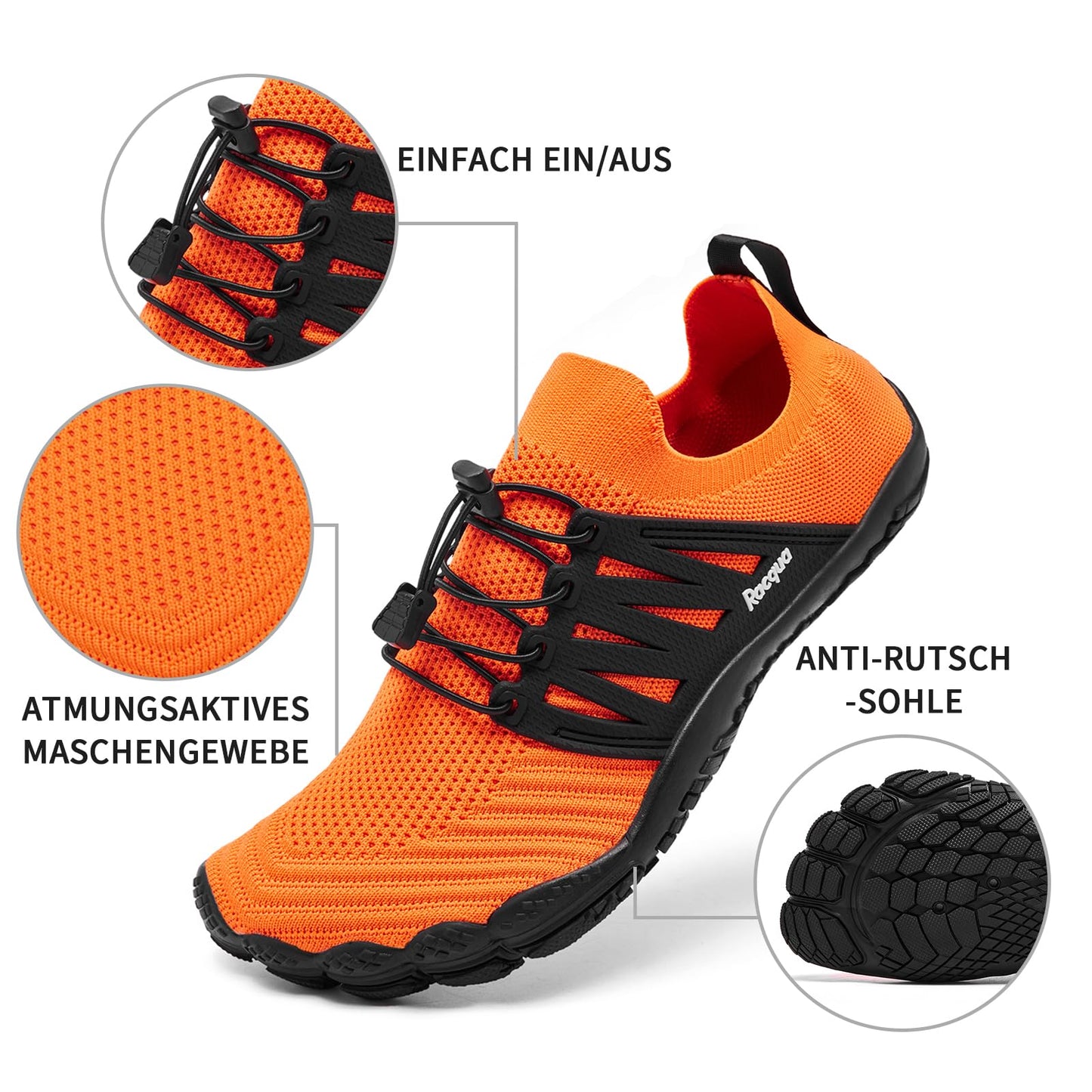 Racqua Water Shoes Quick Dry Barefoot Lightweight Aqua Shoes Beach Swim Pool Hiking Sport Shoes