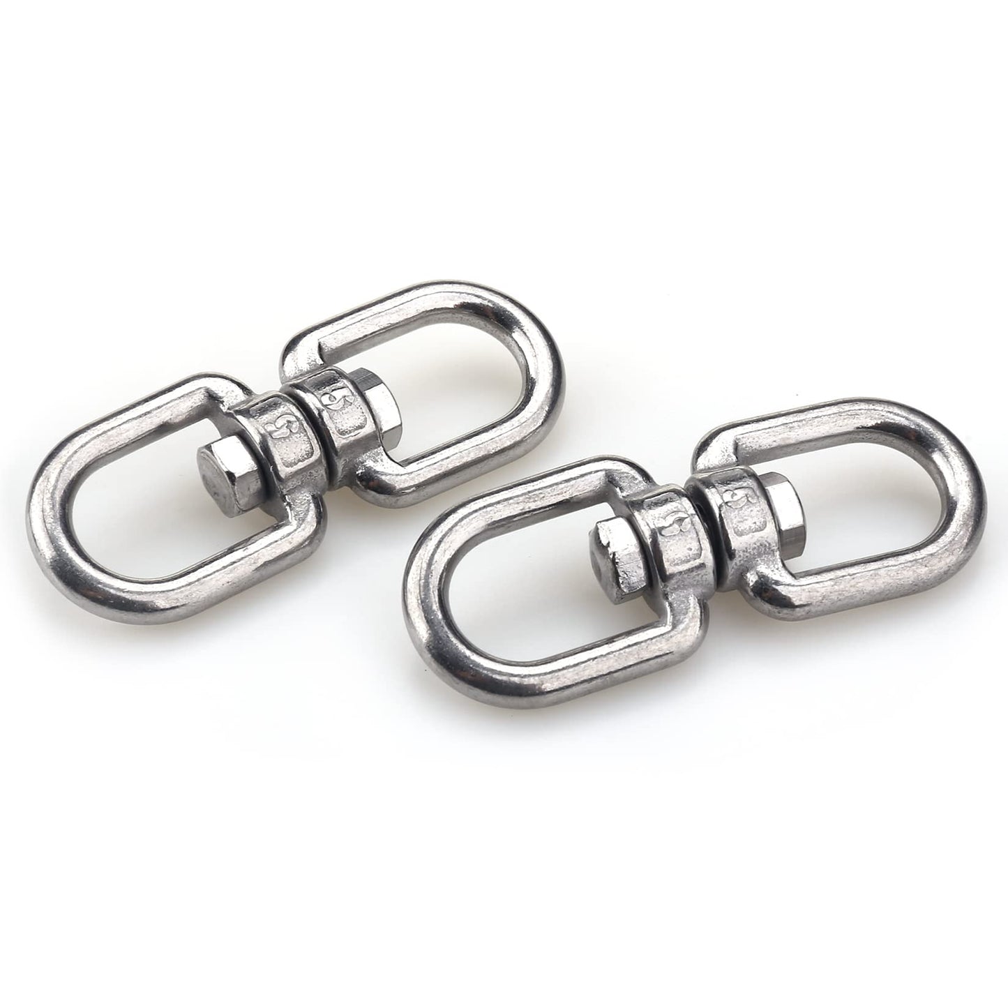 SUPDMZJ (2PCS M5 Stainless Steel Swivel Ring Double End Swivel Eye Hook Stainless Steel Eye-to-Eye Swivel Shackle Ring Connector, Suspended Swivel.