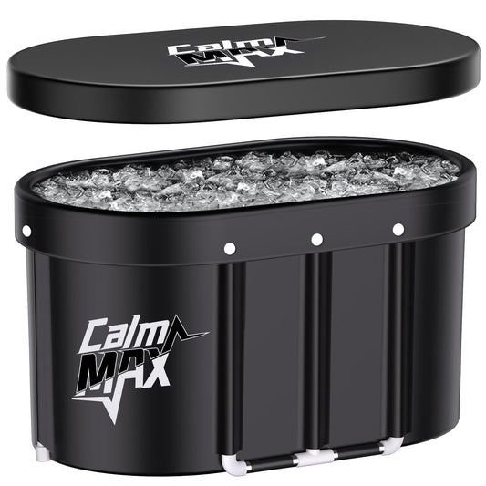 CalmMax Oval Ice Bath Tub with Lid for Athletes 492L Portable Cold Plunge Tub for Cold Water Therapy 5 Layers Ice Baths at Home Outdoor Gym - 105cm Long