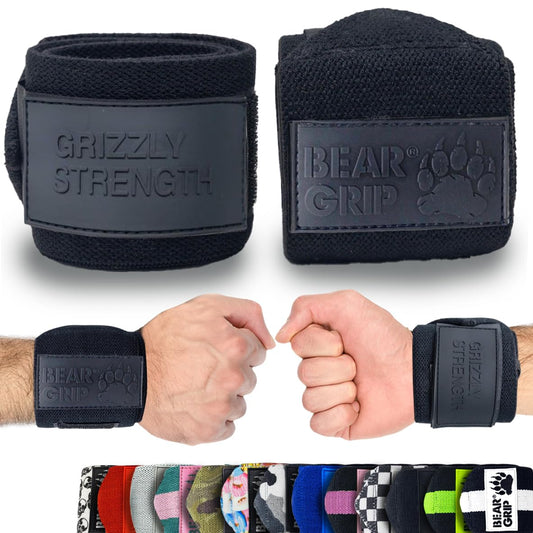 BEAR GRIP - Premium Heavy Duty Weight Lifting Wrist Wraps, Bodybuilding, Crossfit, Powerlifting, StrongMan