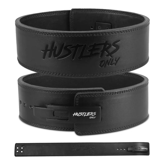 Hustlers Only Weight Lifting Belt with Lever Buckle Genuine Leather Gym Belt for Deadlift, Power Lifting, Bodybuilding, Workout Belt 10mm thickness for Back Support, Lifting Belt for Men and Women