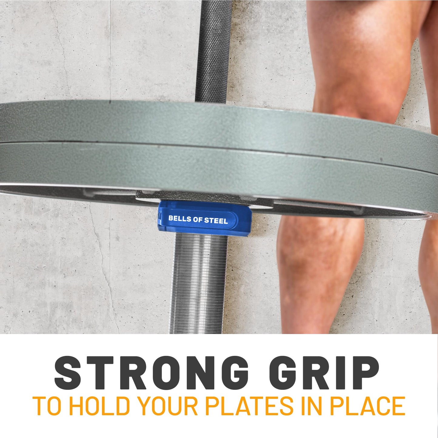 Magnetic Barbell Collars [Bells of Steel] Premium Weight Bar Clamps | Quick Release Barbell Clips, Olympic Barbell Clamps | Rubberized Gym Clips for Weightlifting Bar, Pair, Blue